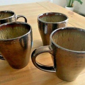 Mikasa Gourmet Basics BRONZE Brown Oversize Stoneware Mugs (Set of 4) BEAURIFUL